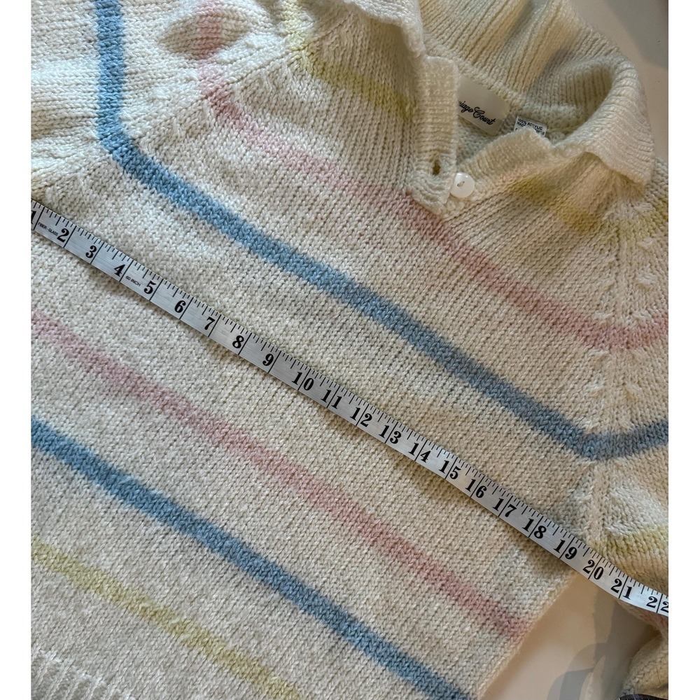 Vintage 80s Carriage Court Pastel Striped Knit Hoodie Sweater – Made in Taiwan - Picture 9 of 10